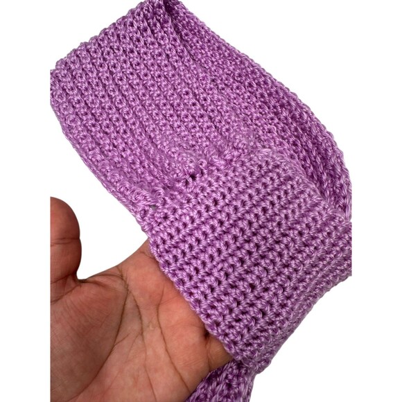 Handmade Lilac Crochet Scarf With Fringe-Soft Acrylic Yarn One Size - Picture 5 of 9